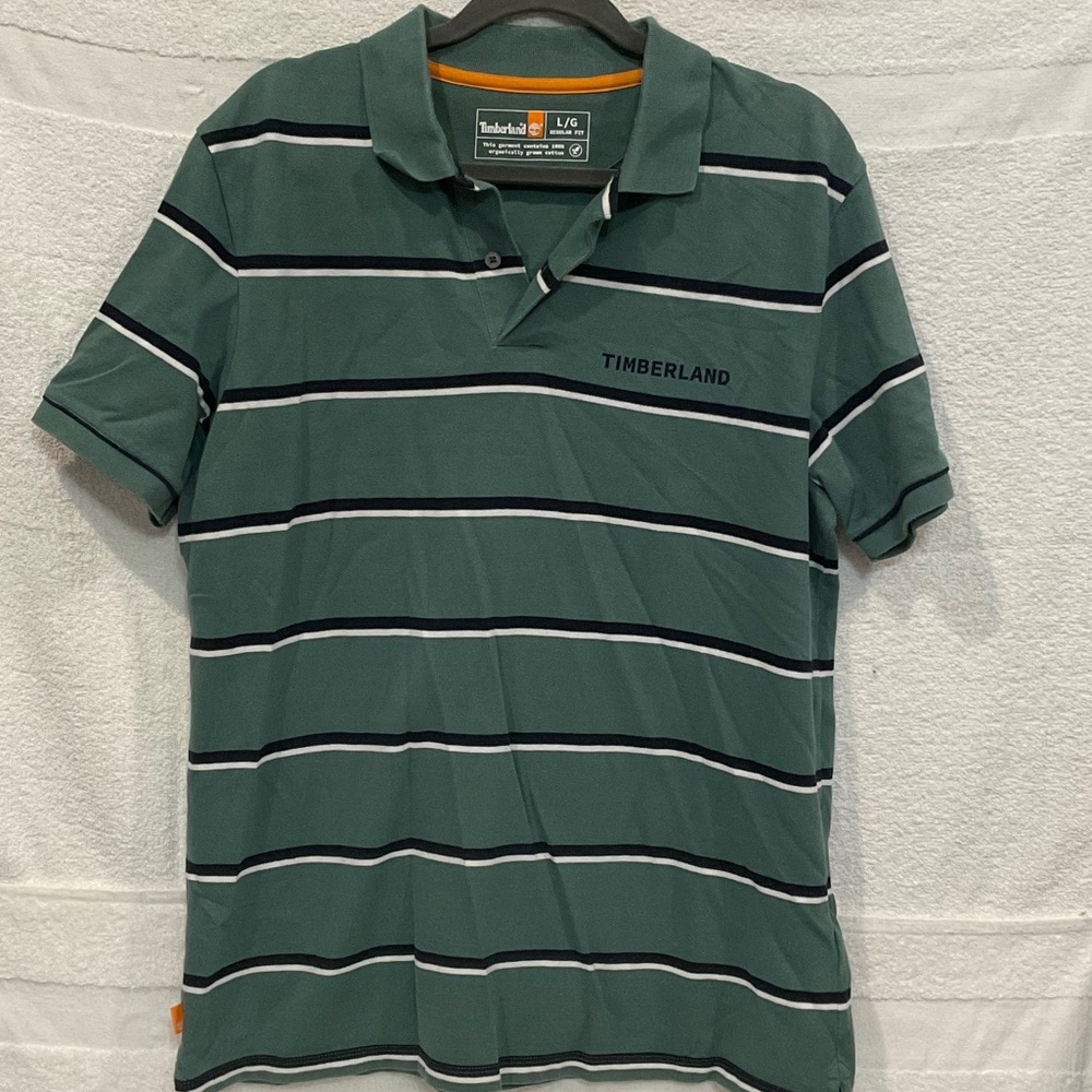 Timberland Men's Polo in Green with Stripes